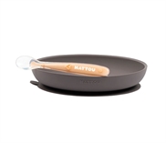 Nattou Silicone Tableware 2 pk. Aubergine/Peach